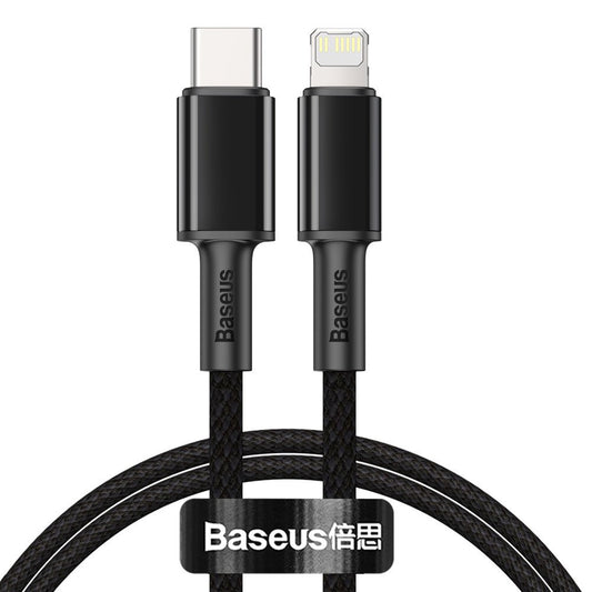 Cablu Date si Incarcare USB-C - Lightning Baseus High Density Braided, 20W, 1m, Negru CATLGD-01