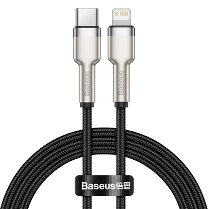 Kabel do ładowania i transmisji danych USB-C - Lightning Baseus Cafule Metal Series, 20 W, 1 m, czarny CATLJK-A01