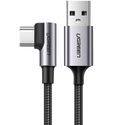 Cablu Date si Incarcare USB-A - USB-C UGREEN US284 Angled, 60W, 2m, Gri