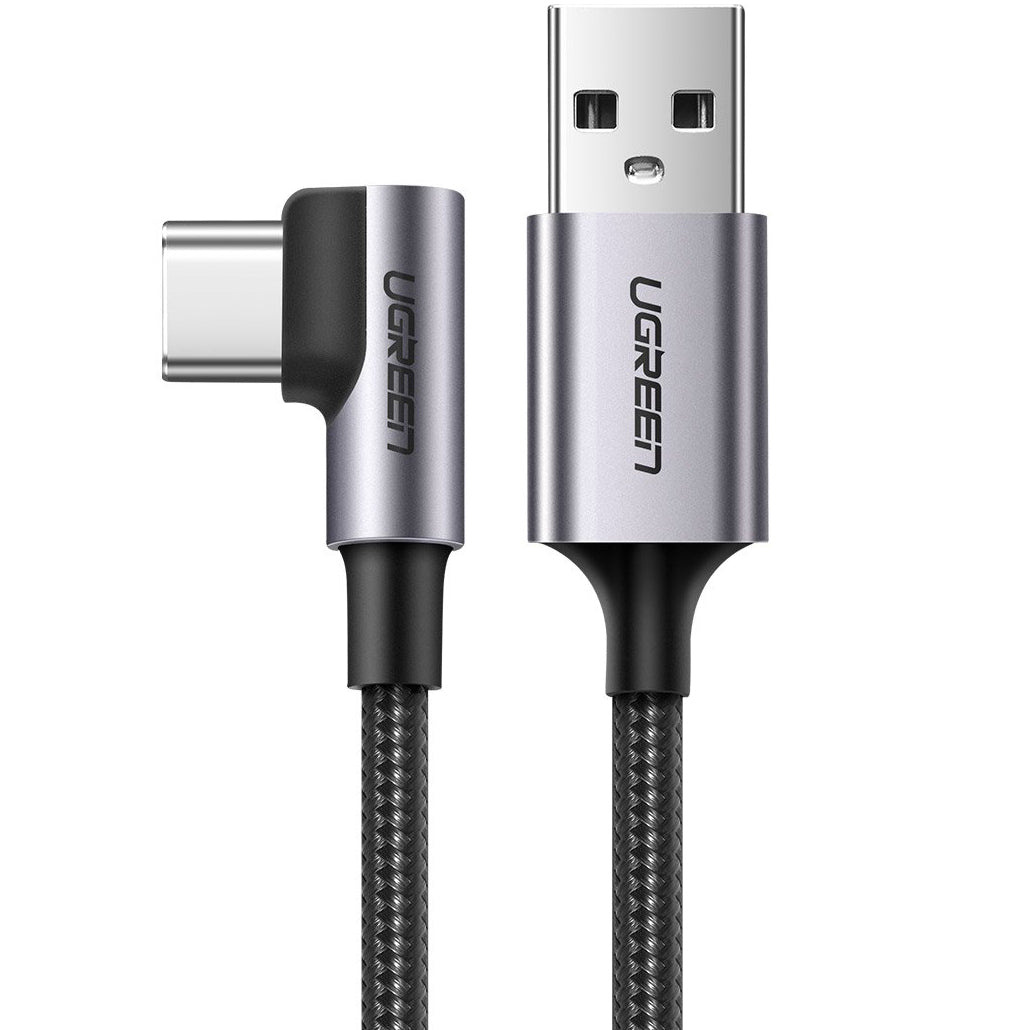 Cablu Date si Incarcare USB-A - USB-C UGREEN US284 Angled, 60W, 1m, Gri