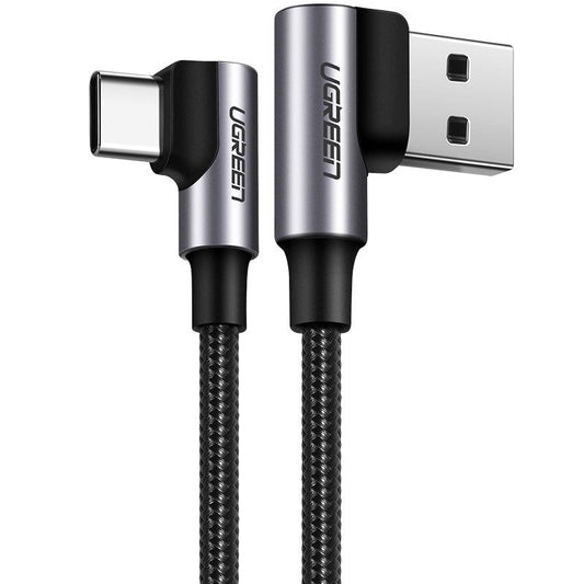 Cablu Date si Incarcare USB-A - USB-C UGREEN US176 Angled, 60W, 2m, Negru