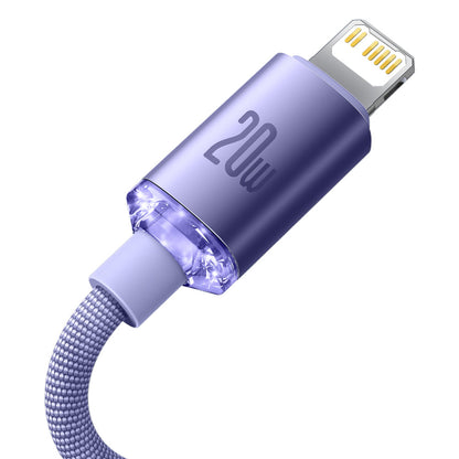 Cablu Date si Incarcare USB-C - Lightning Baseus Crystal Shine Series, 20W, 2m, Mov CAJY000305