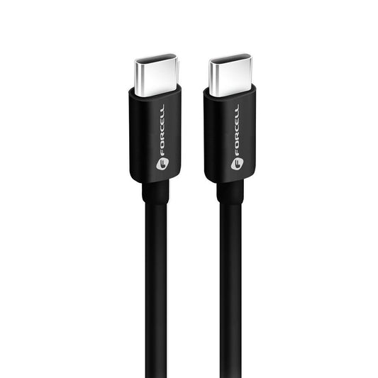 Cablu Date si Incarcare USB-C - USB-C Forcell C338, 60W, 0.25m, Negru