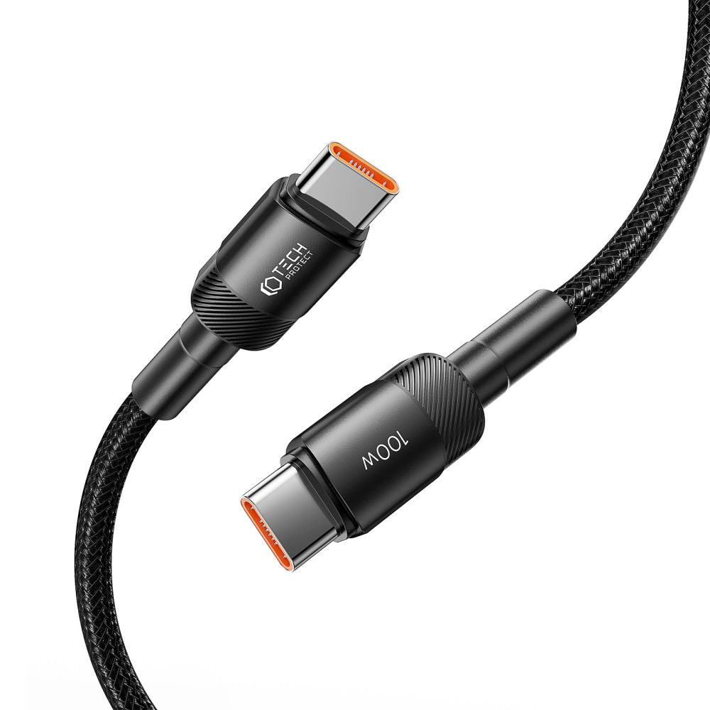 Cablu Date si Incarcare USB-C - USB-C Tech-Protect Ultraboost EVO, 100W, 0.5m, Negru