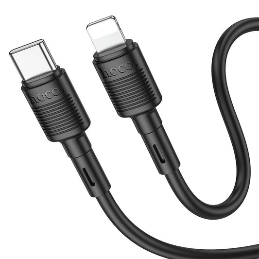 Cablu Date si Incarcare USB-C - Lightning HOCO X83 Victory, 20W, 1m, Negru