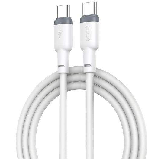 Kabel USB-C do ładowania i transmisji danych - USB-C XO Design NB208B, 60 W, 1 m, biały 