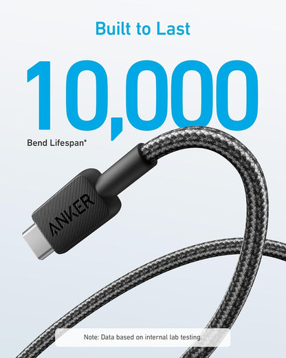 Cablu Date si Incarcare USB-A - USB-C Anker 322, 18W, 0.9m, Negru A81H5G11