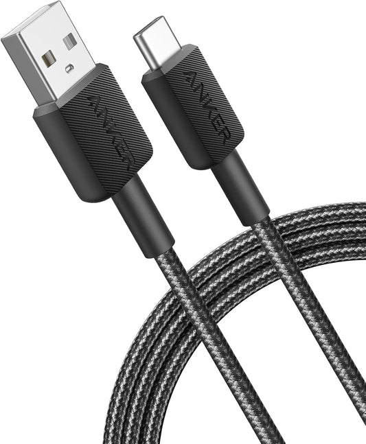 Cablu Date si Incarcare USB-A - USB-C Anker 322, 18W, 1.8m, Negru A81H6G11