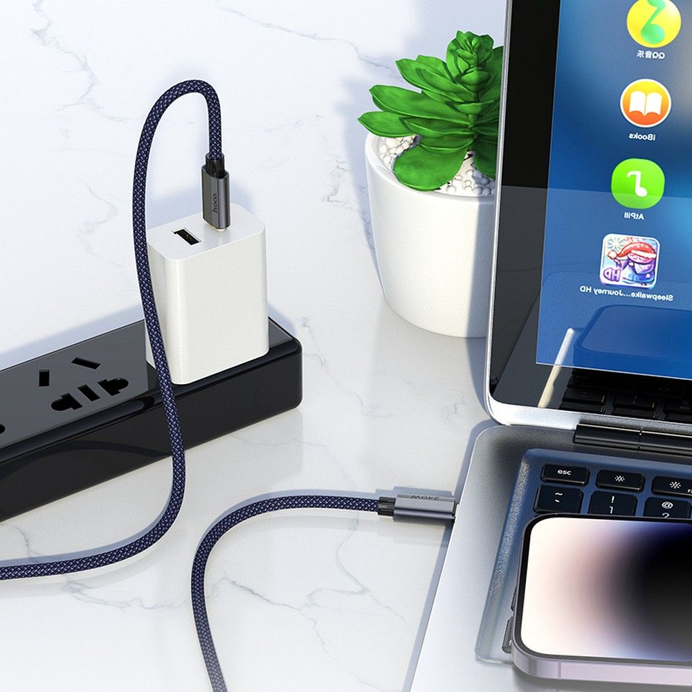 Cablu Date si Incarcare USB-C - USB-C HOCO U134, 240W, 1.8m, Bleumarin