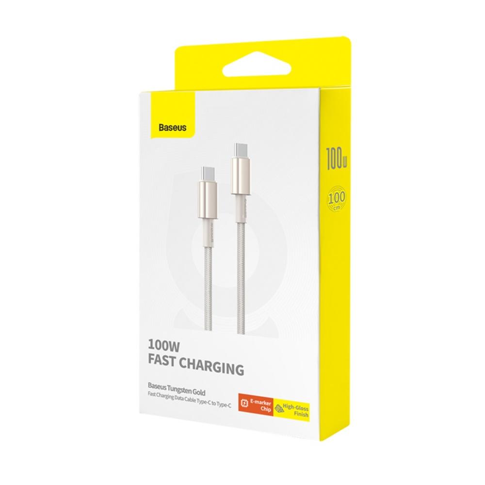 Cablu Date si Incarcare USB-C - USB-C Baseus Tungsten Gold, 100W, 1m, Auriu P10319800G21-00