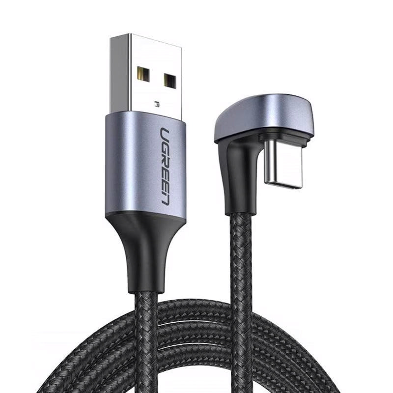 Cablu Date si Incarcare USB-A - USB-C UGREEN US311 Angled, 18W, 1m, Gri