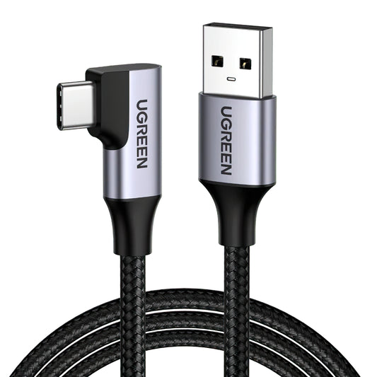 Cablu Date si Incarcare USB-A - USB-C UGREEN US385 Angled, 60W, 1m, Gri