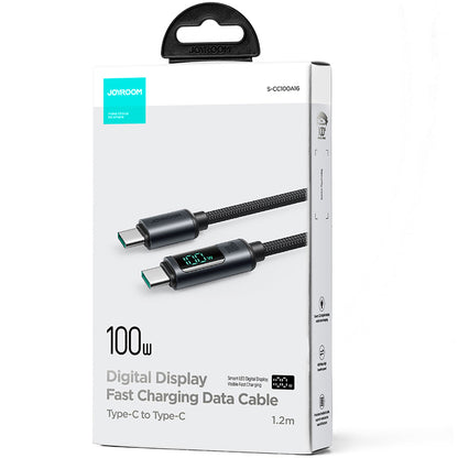 Cablu Date si Incarcare USB-C - USB-C Joyroom S-A16 Prism Display, 100W, 1.2m, Negru