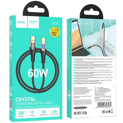 Cablu Date si Incarcare USB-C - USB-C HOCO U121, 60W, 1.2m, Negru