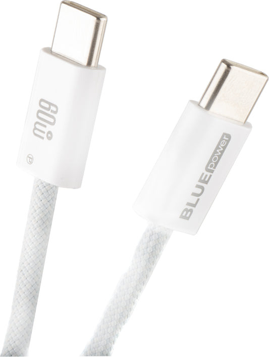 Cablu Date si Incarcare USB-C - USB-C Blue Power NB-Q273, 60W, 1m, Alb