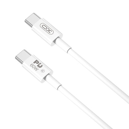 Cablu Date si Incarcare USB-C - USB-C XO Design NB-Q190A, 60W, 1m, Alb