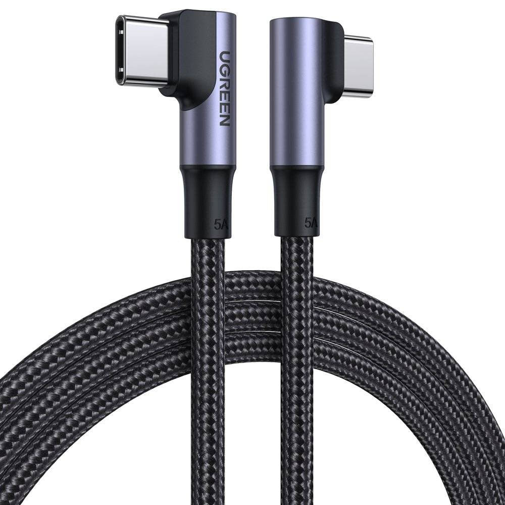Cablu Date si Incarcare USB-C - USB-C UGREEN US335 Angled, 100W, 2m, Negru