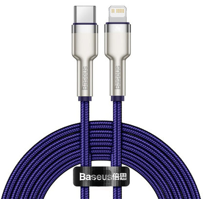 Cablu Date si Incarcare USB-C - Lightning Baseus Cafule Metal Series, 20W, 2m, Mov CATLJK-B05