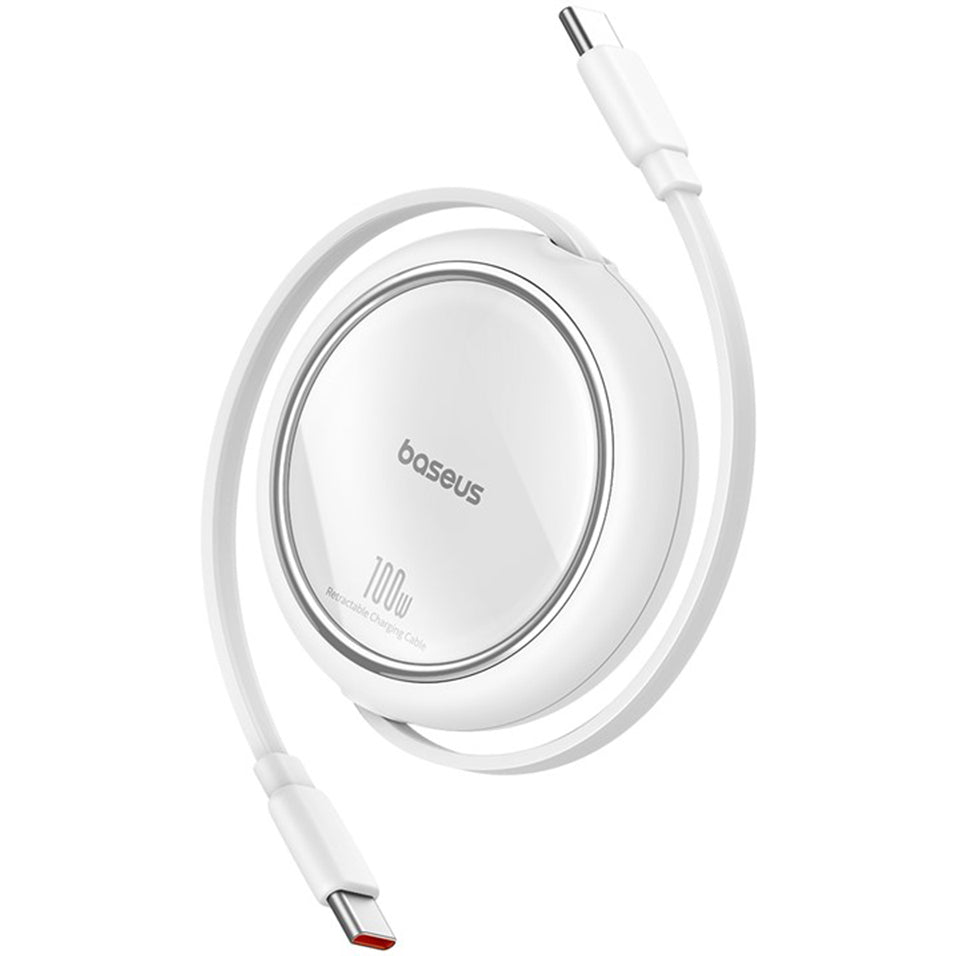 Cablu Date si Incarcare USB-C - USB-C Baseus Free2Draw Mini Retractable, 100W, 1m, Alb P10364500211-00