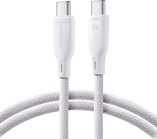 Cablu Date si Incarcare USB-C - USB-C Joyroom Multi-Color S-A34, 60W, 1m, Alb