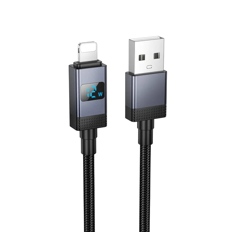 Cablu Date si Incarcare USB-A - Lightning HOCO X118 Display, 12W, 1m, Negru