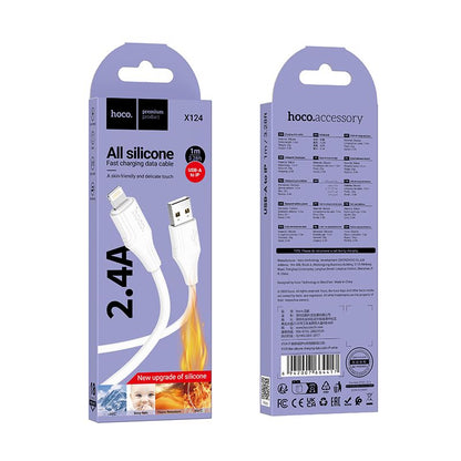 Cablu Date si Incarcare USB-A - Lightning HOCO X124, 18W, 1m, Alb