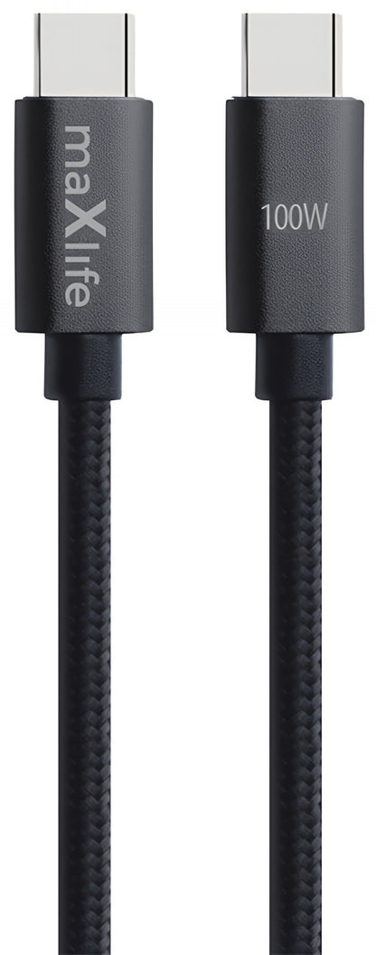 Cablu Date si Incarcare USB-C - USB-C MaXlife MXUC-12, 100W, 1m, Negru