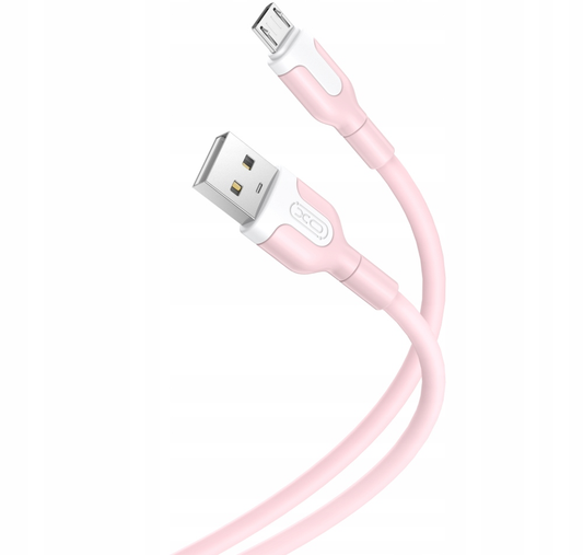 Cablu Date si Incarcare USB-A - microUSB XO Design NB212, 18W, 1m, Roz