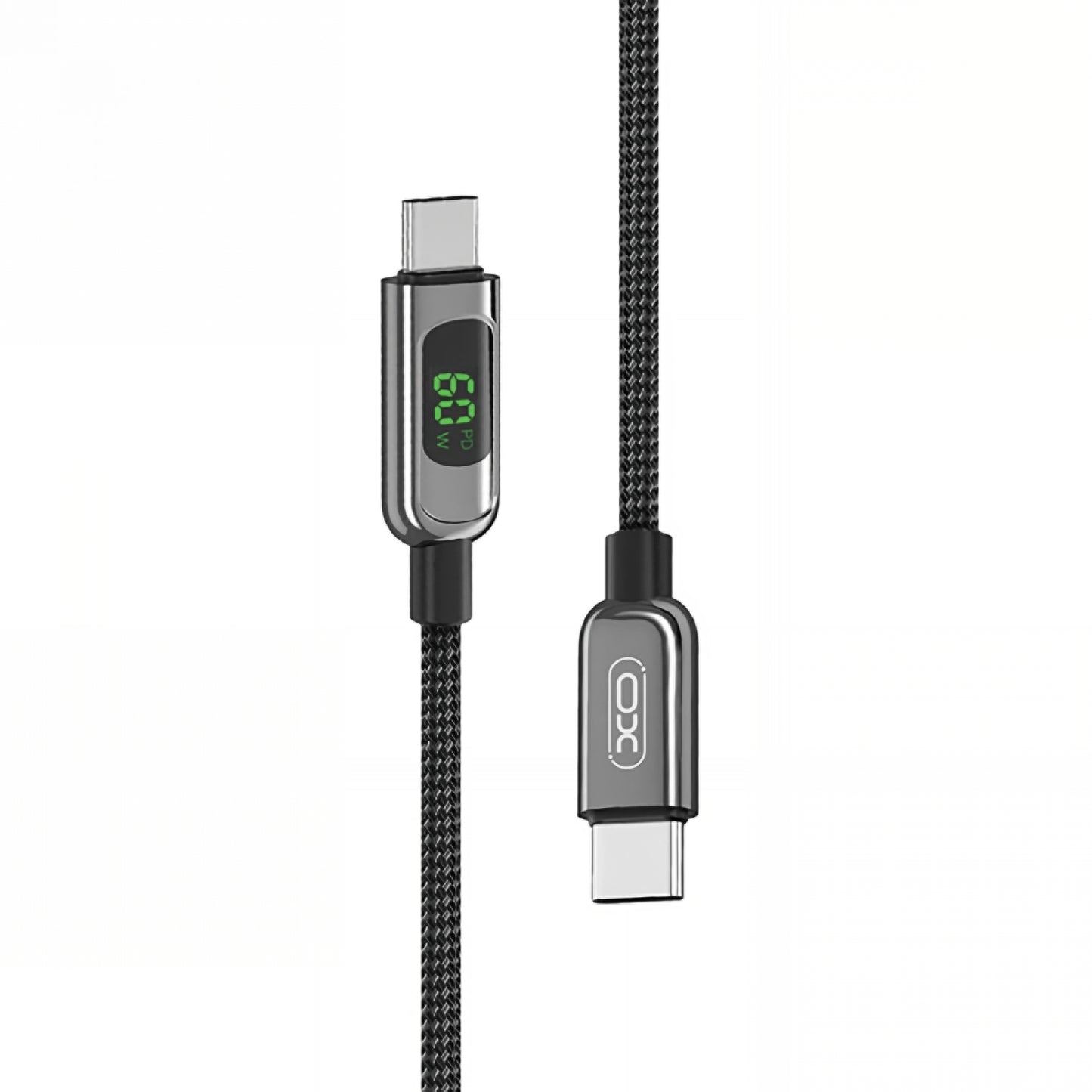 Cablu Date si Incarcare USB-C - USB-C XO Design NB-Q203B Display, 60W, 1m, Negru