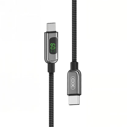Cablu Date si Incarcare USB-C - USB-C XO Design NB-Q203B Display, 60W, 1m, Negru