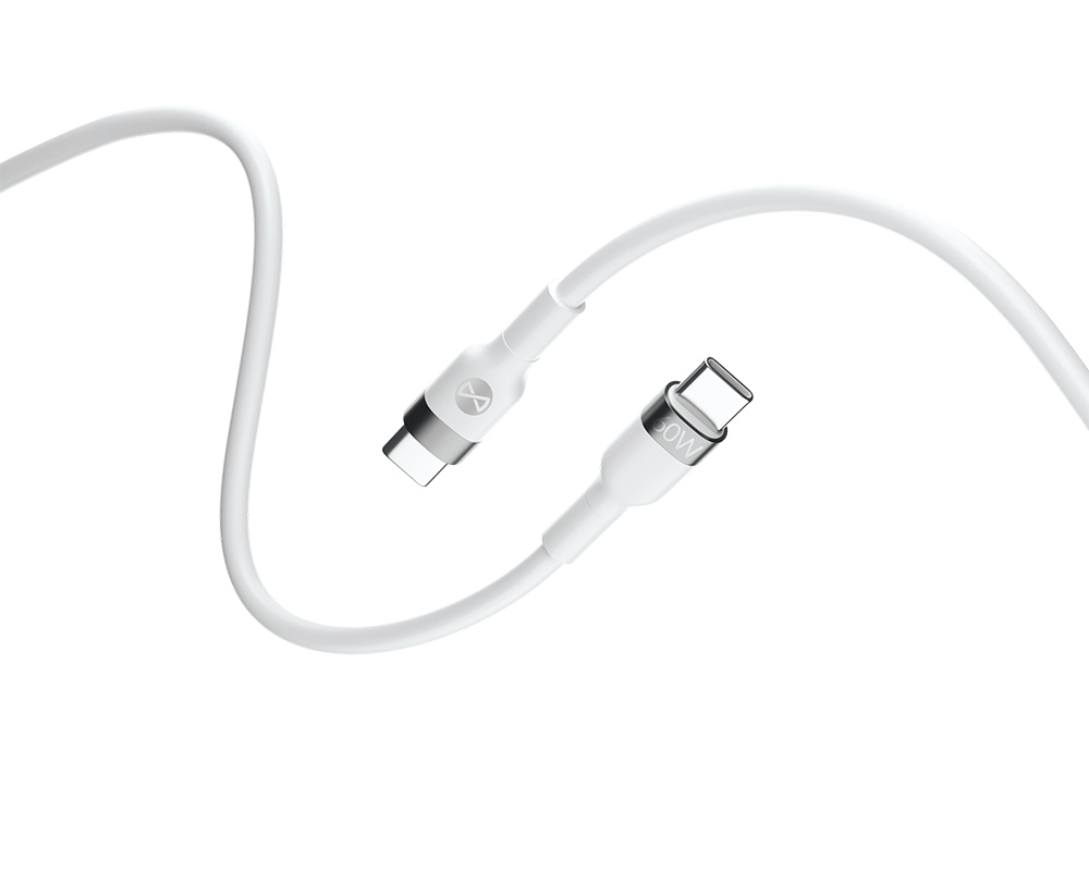 Cablu Date si Incarcare USB-C - USB-C Forever Flexible, 60W, 2m, Alb