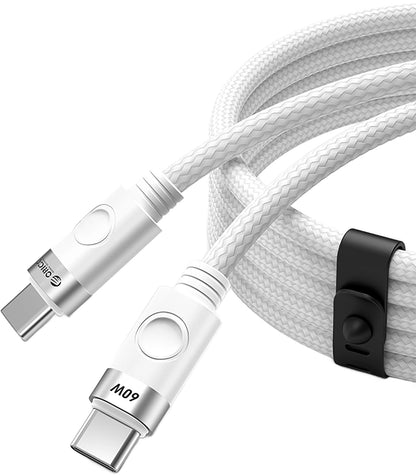 Cablu Date si Incarcare USB-C - USB-C Orico CDX, 60W, 1m, Alb