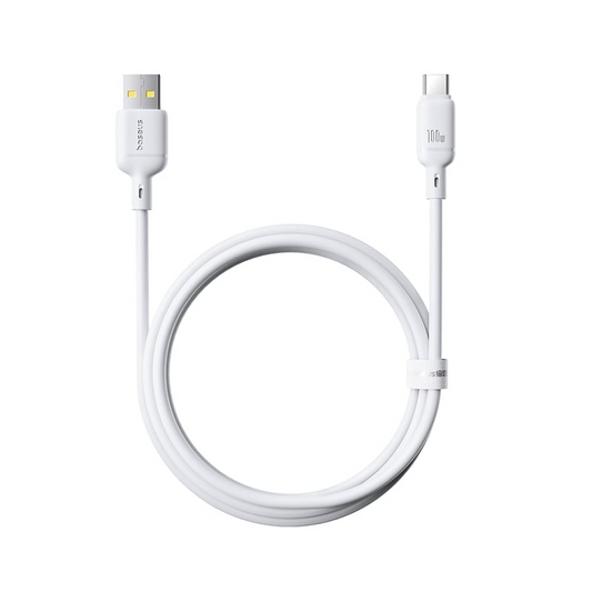 Cablu Date si Incarcare USB-A - USB-C Baseus Silky, 100W, 1m, Alb P10377703213-00