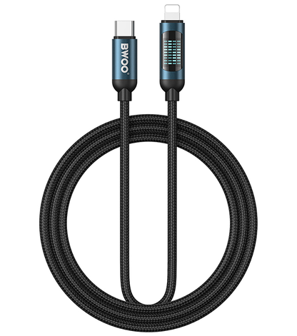 Cablu Date si Incarcare USB-C - Lightning BWOO X305 Display, 27W, 1m, Negru