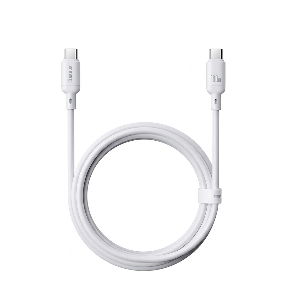 Cablu Date si Incarcare USB-C - USB-C Baseus Silky, 100W, 2m, Alb