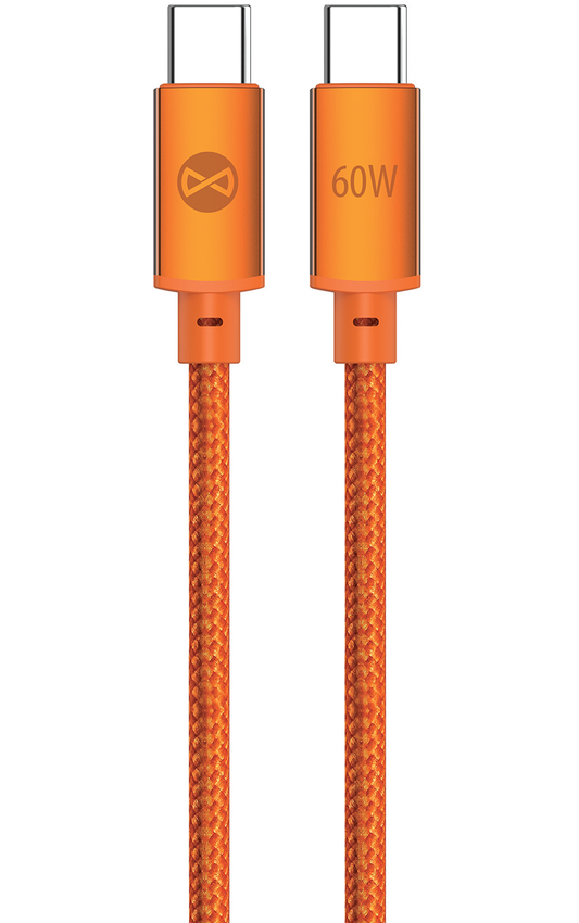 Cablu Date si Incarcare USB-C - USB-C Forever Saffron, 60W, 1m, Portocaliu