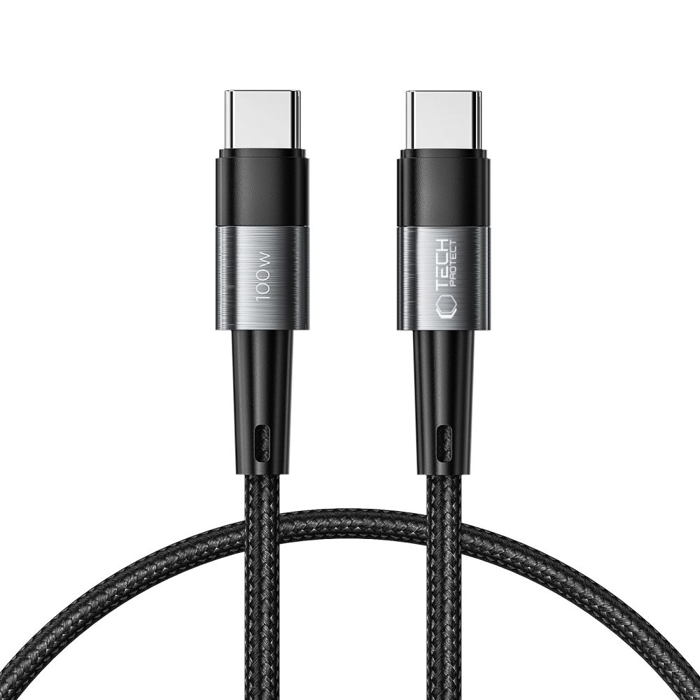 Cablu Date si Incarcare USB-C - USB-C Tech-Protect Ultraboost, 100W, 0.25m, Gri