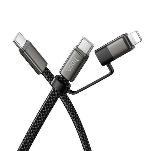 Cablu Date si Incarcare USB-C - Lightning / USB-C HOCO X125, 60W, 1m, Negru
