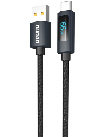 Cablu Date si Incarcare USB-A - USB-C Dudao L7T Display, 66W, 1m, Negru