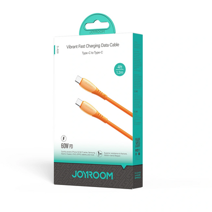 Cablu Date si Incarcare USB-C - USB-C Joyroom S-A59 Vibrant, 60W, 1.2m, Portocaliu