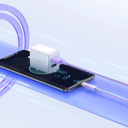 Cablu Date si Incarcare USB-A - USB-C Baseus Explorer, 100W, 1m, Mov CATS010405