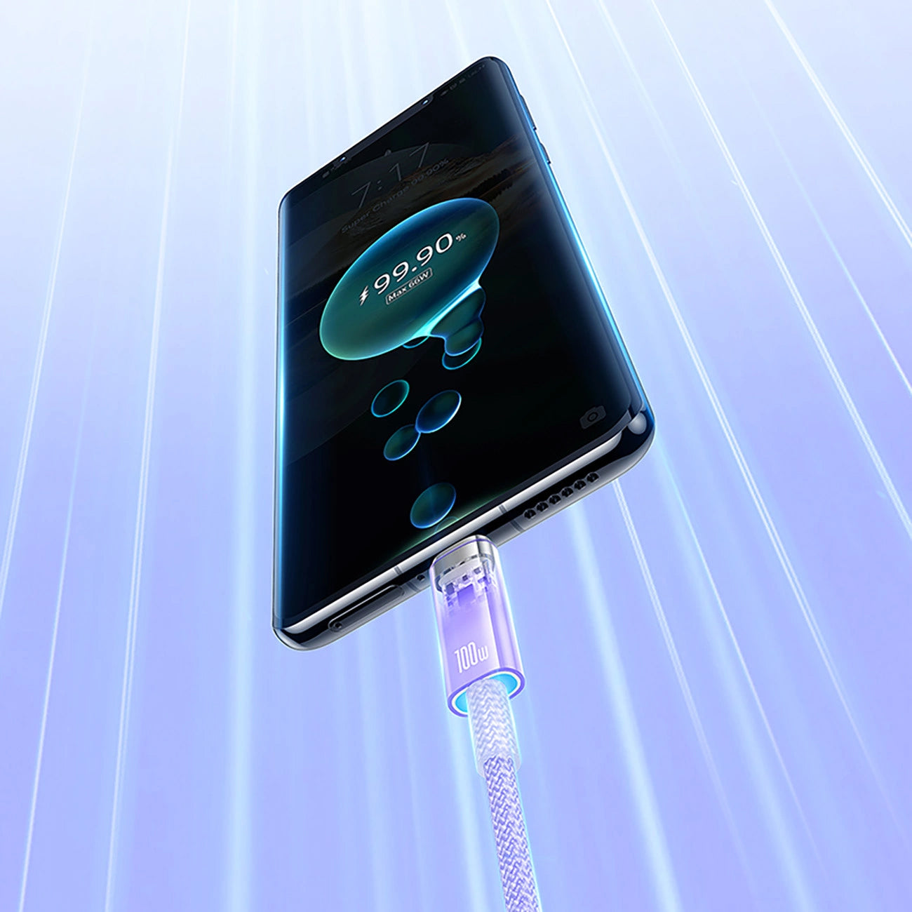 Cablu Date si Incarcare USB-A - USB-C Baseus Explorer, 100W, 1m, Mov CATS010405