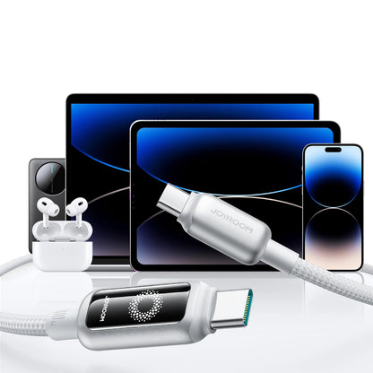 Cablu Date si Incarcare USB-C - USB-C Joyroom S-A55 StarFlight Display, 100W, 1.2m, Alb