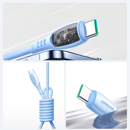 Cablu Date si Incarcare USB-C - USB-C Joyroom S-A59 Vibrant, 60W, 1.2m, Albastru