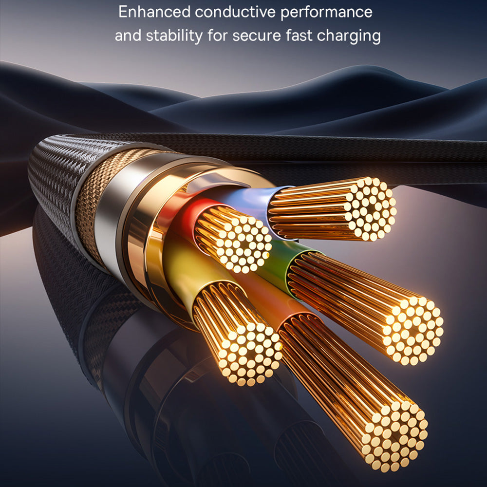 Cablu Date si Incarcare USB-A - USB-C Baseus Lit Button Control, 100W, 2m, Negru P10379002121-01