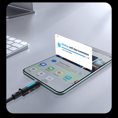 Cablu Date si Incarcare USB-A - USB-C Baseus Lit Button Control, 100W, 2m, Negru P10379002121-01