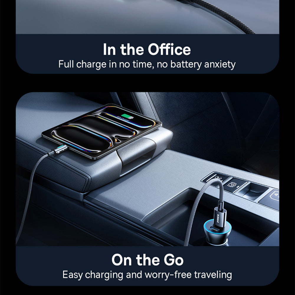 Cablu Date si Incarcare USB-A - USB-C Baseus Lit Button Control, 100W, 2m, Negru P10379002121-01