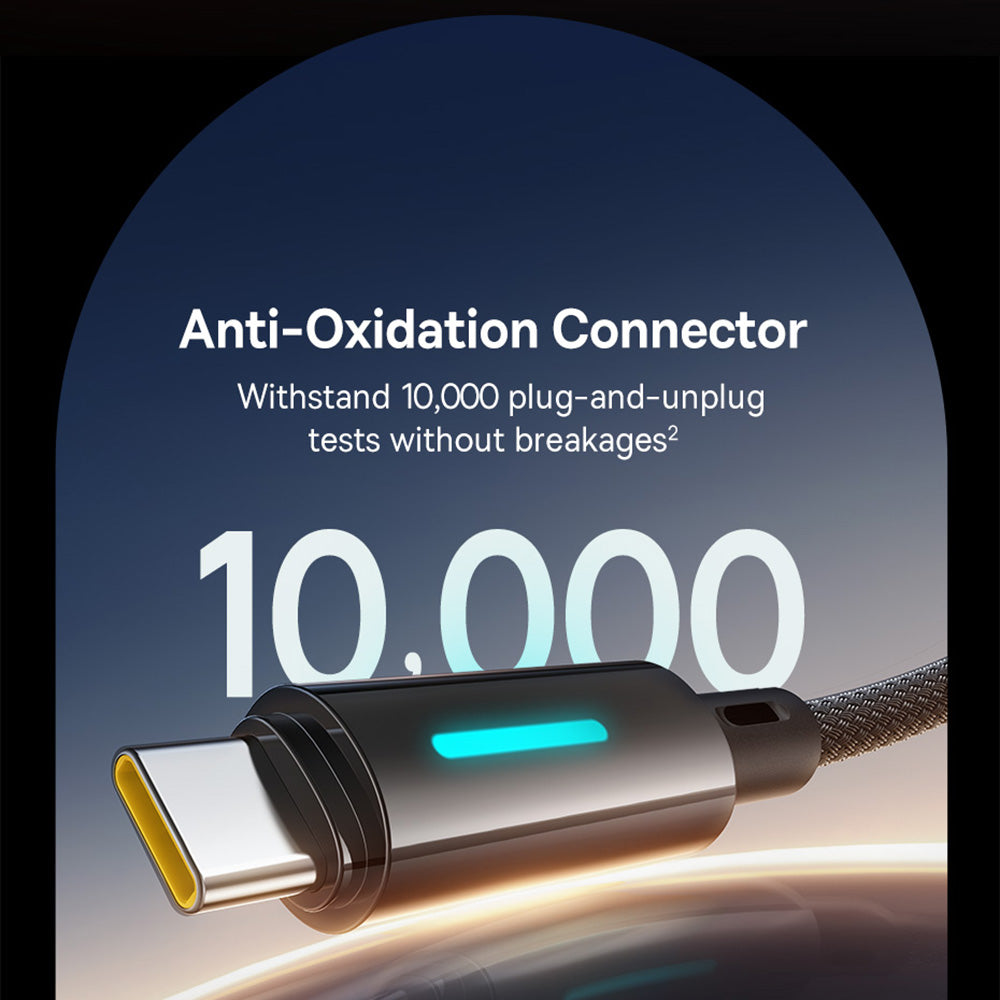 Cablu Date si Incarcare USB-A - USB-C Baseus Lit Button Control, 100W, 2m, Negru P10379002121-01