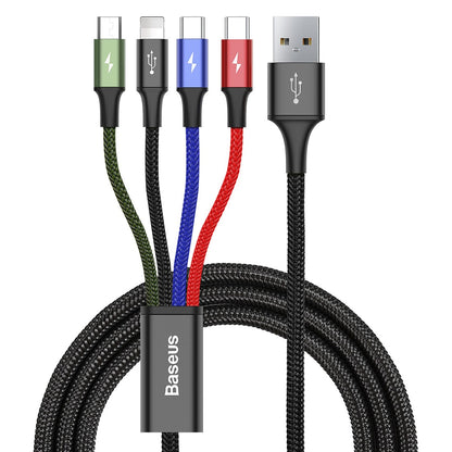 Kabel ładujący USB-A - Lightning / microUSB / 2 x USB-C Baseus Rapid 4w1, 20 W, 1,2 m, czarny CA1T4-B01