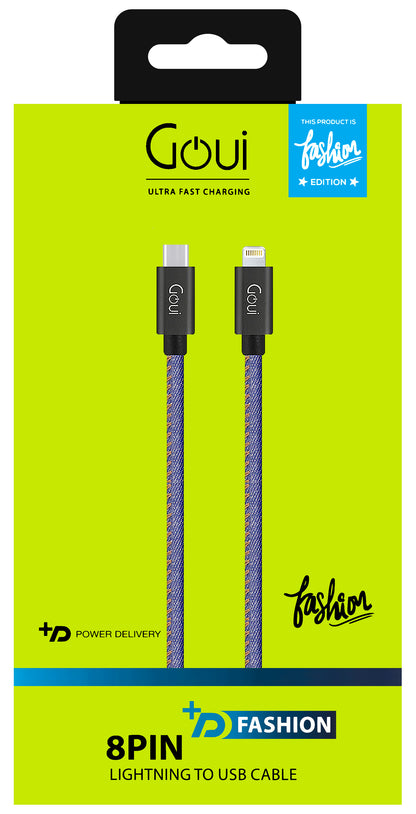 Cablu Date si Incarcare USB-C - Lightning Goui Fashion, 18W, 1m, Bleumarin G-FASHIONC94JB